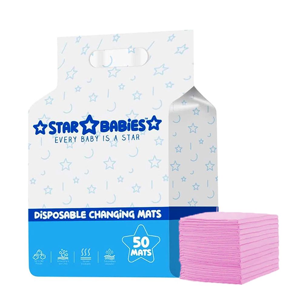 Star Babies - Disposable Changing Mats - Pink - 60x60 cm - 50 Pcs