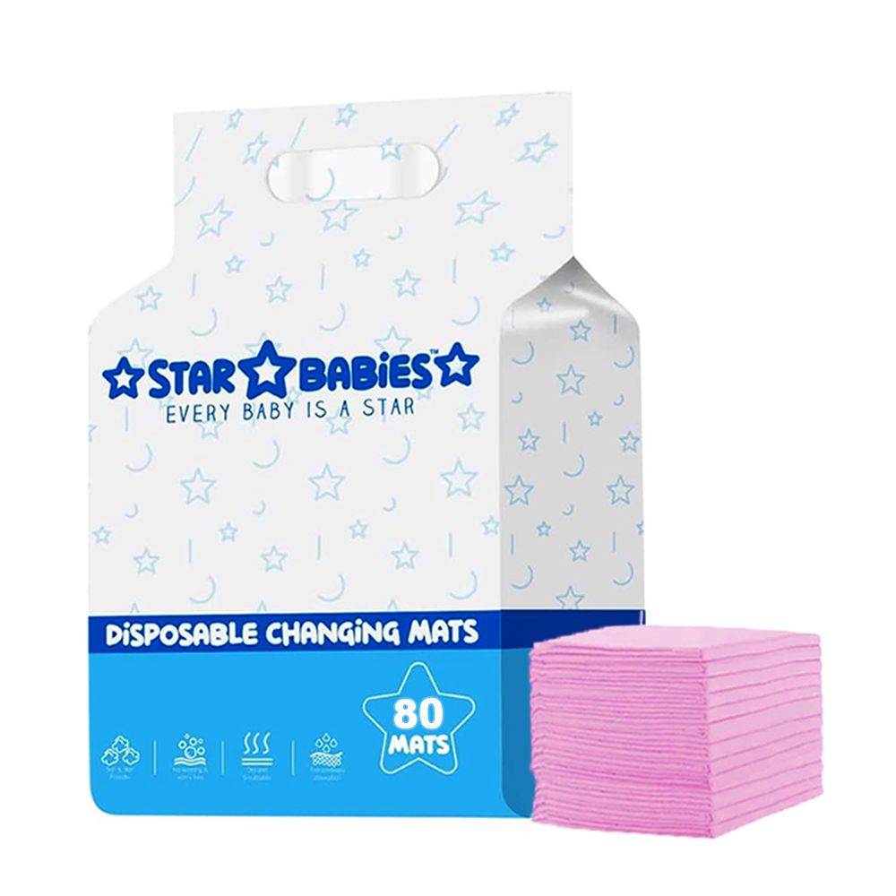 Star Babies - Disposable Changing Mats - Pink - 60x60 cm - 80 Pcs