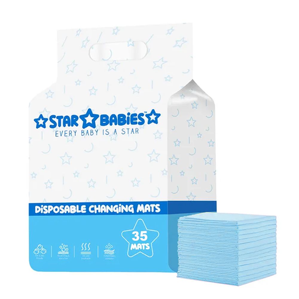 Star Babies - Disposable Changing Mats - Blue - 33x45 cm - 35 Pcs