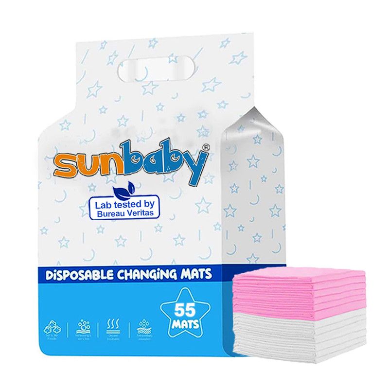 SunBaby - Disposable Changing Mats - White/Pink - 45x60 cm - 55 Pcs