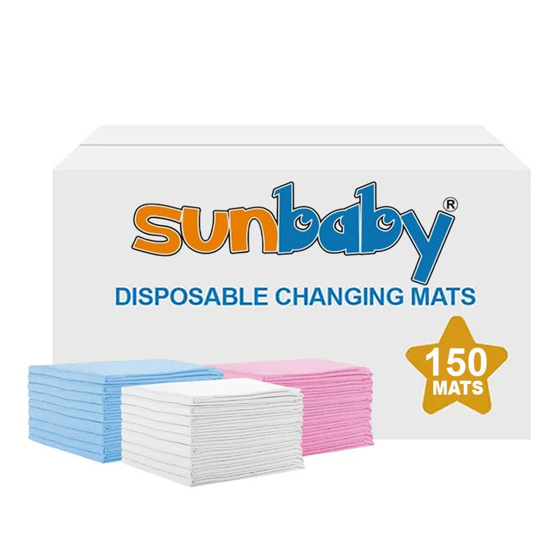 SunBaby - Disposable Changing Mats - Blue/White/Pink - 150 Pcs
