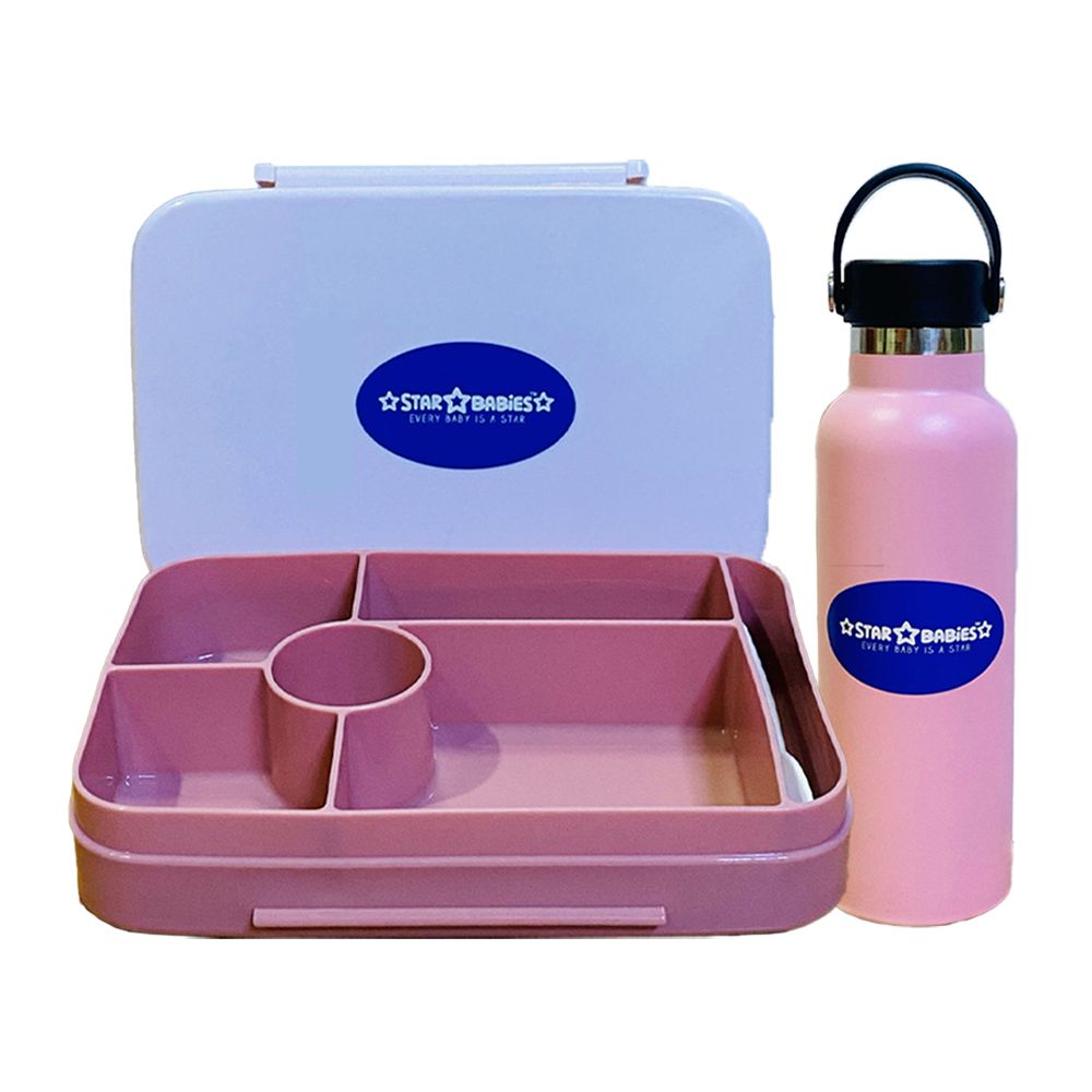 Star Babies - Lunch Box w/ 4 Compartments & Water Bottle - Pink - 600 ml