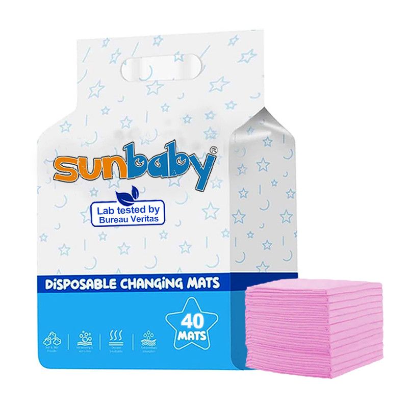 SunBaby - Disposable Changing Mats Large Pack of 40 - Pink