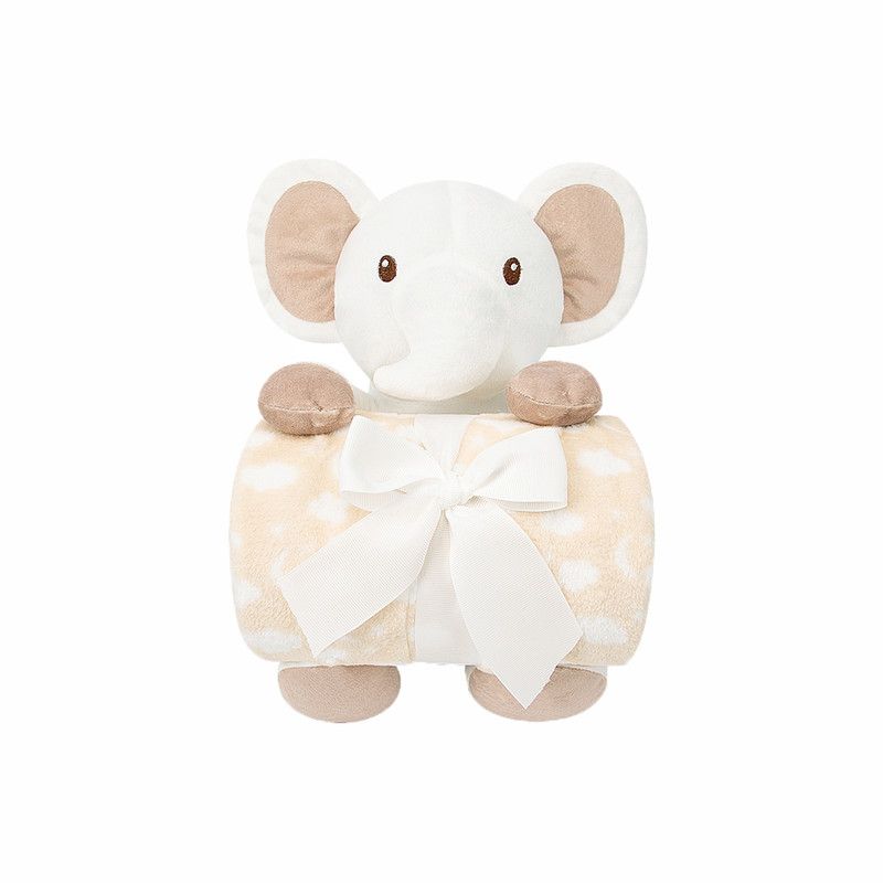 Factory Price - Cuddly Elephant Toy & Blanket Gift Set For Newborn - White