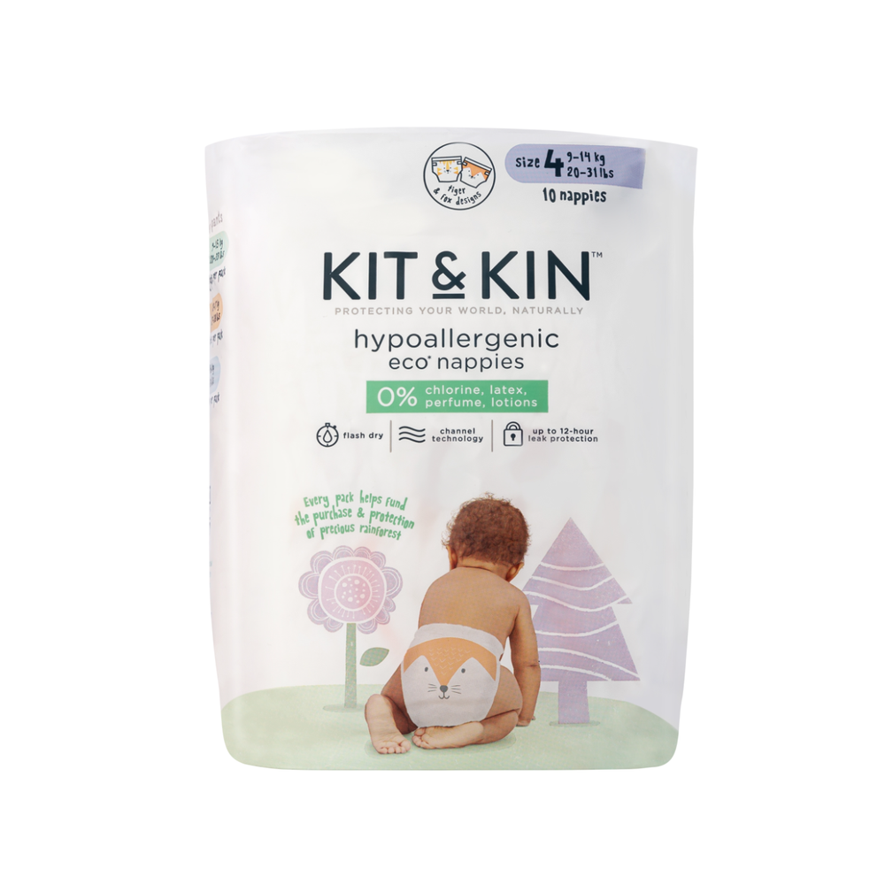 Kit & Kin - Hypoallergenic Eco Nappies - Size 4 - 9-14 kg - 10 Pcs