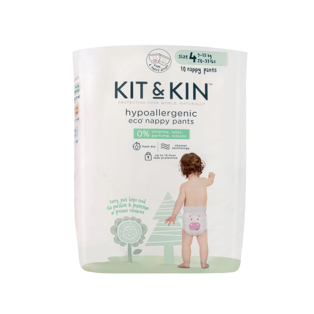 Kit & Kin - Hypoallergenic Eco Nappy Pants - Maxi - Size 4 - 9-15 kg - 10 Pcs
