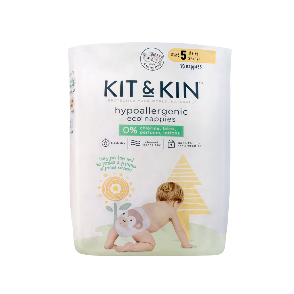 Kit & Kin - Hypoallergenic Eco Nappies - Size 5 - 11 Plus kg - 10 Pcs