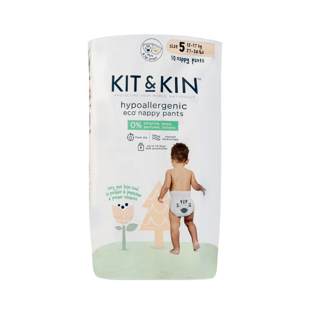 Kit & Kin - Hypoallergenic Eco Nappy Pants - Junior - Size 5 - 12-17 kg - 10 Pcs