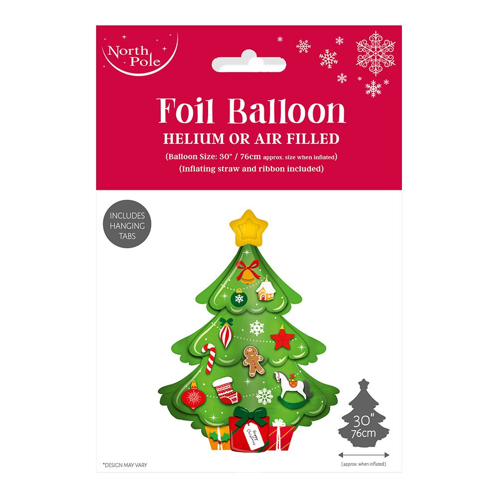 Eurowrap Christmas Tree Foil Balloon - 30-Inch