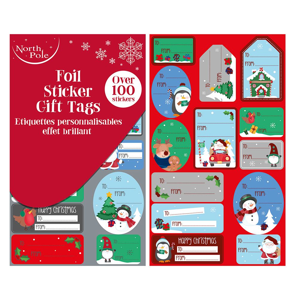 Eurowrap Foil Sticker Gift Tags - 100 Pc Set