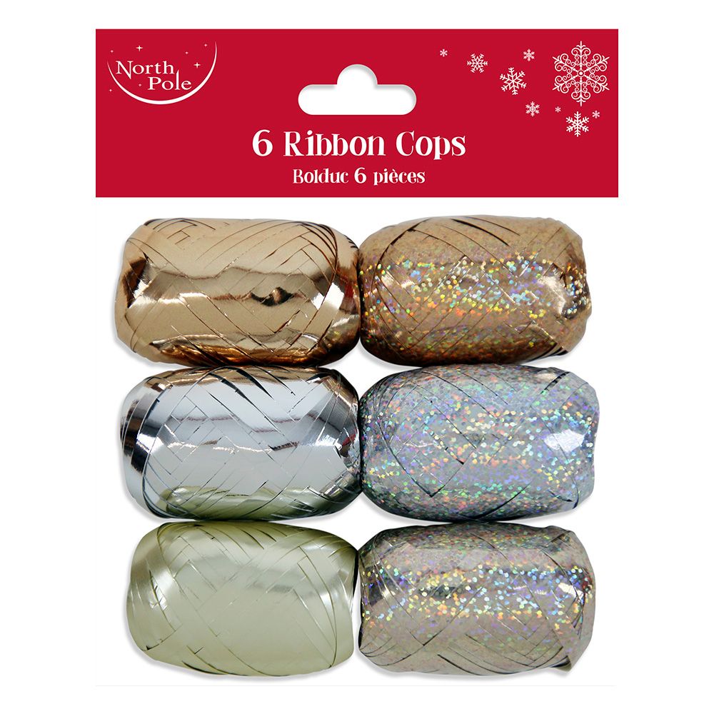 Eurowrap Ribbon Cops - Gold/Silver - 6 Pc Set