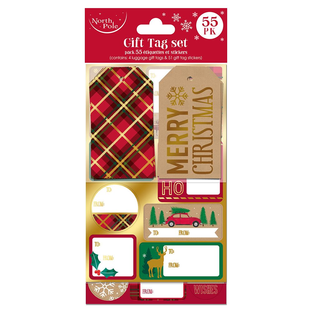 Eurowrap Tartan Luggage Gift Tag And Stickers - 55 Pc Set