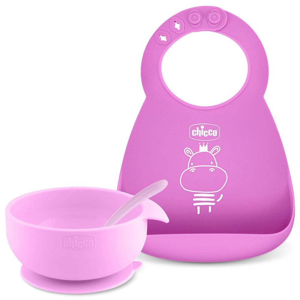 Chicco - Easy Start Silicone Weaning Food Set - Pink