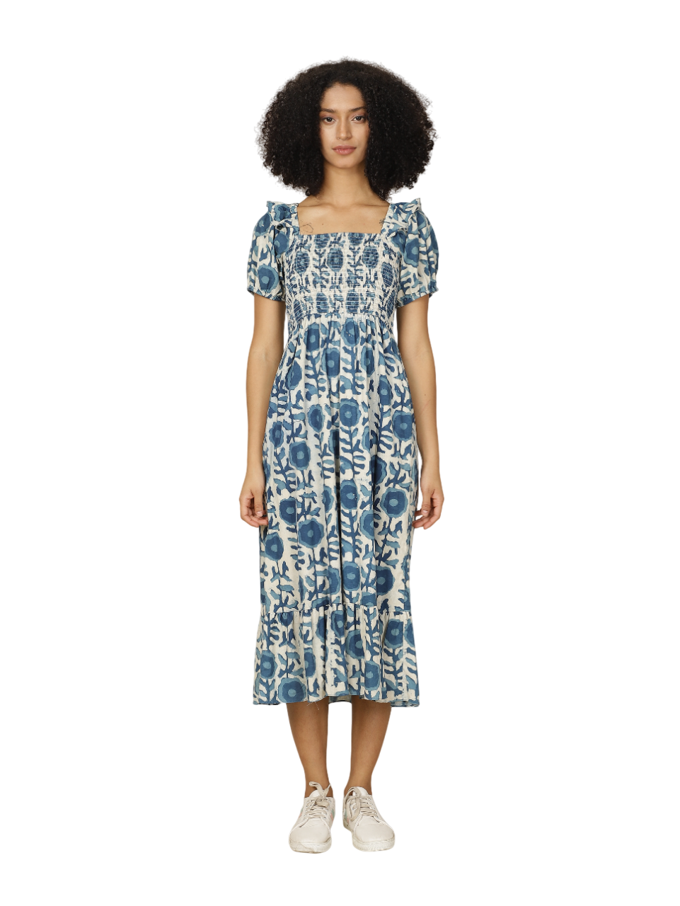 Jhurmut - Women's Dabu Smock Dress - Blue