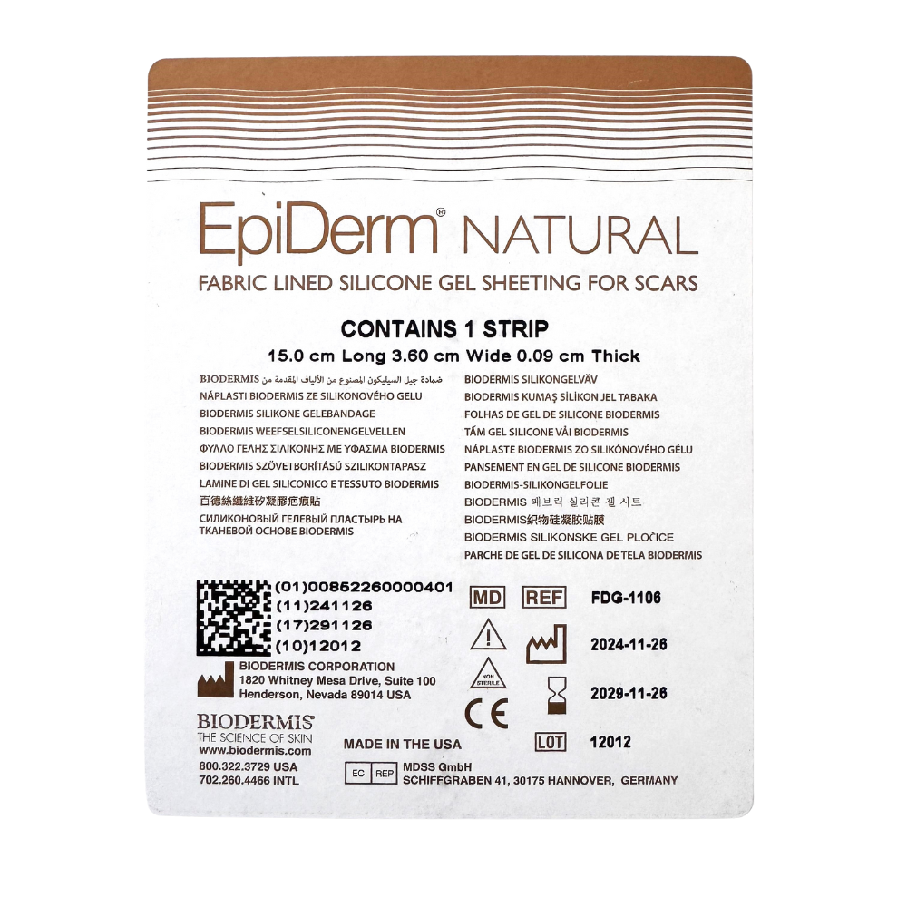 Bioderms - Epiderm Silicone Gel Scar Strip - Natural - 1 Pc