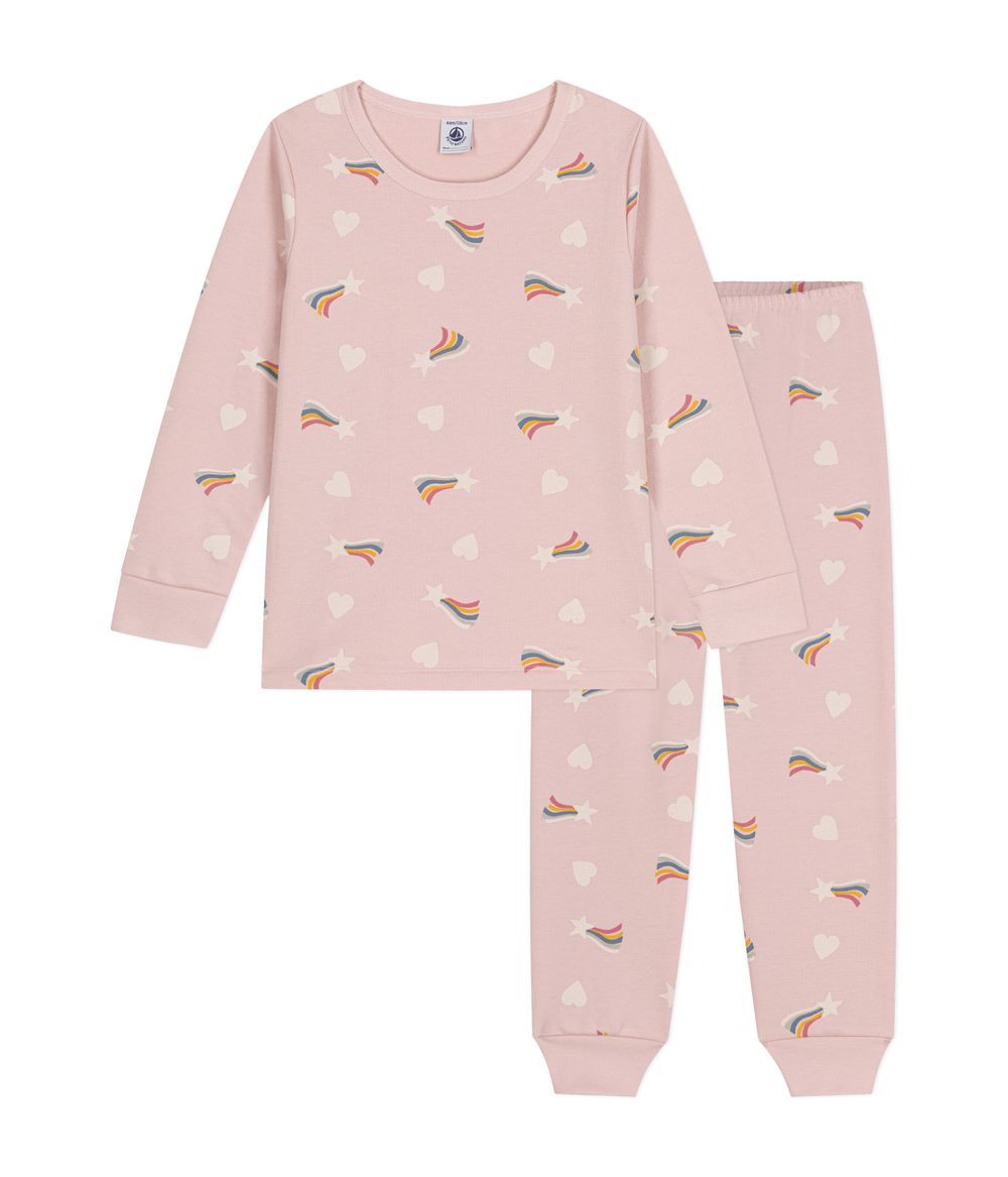 PETIT BATEAU - Girls' Brushed Printed Pyjamas - Saline Pink