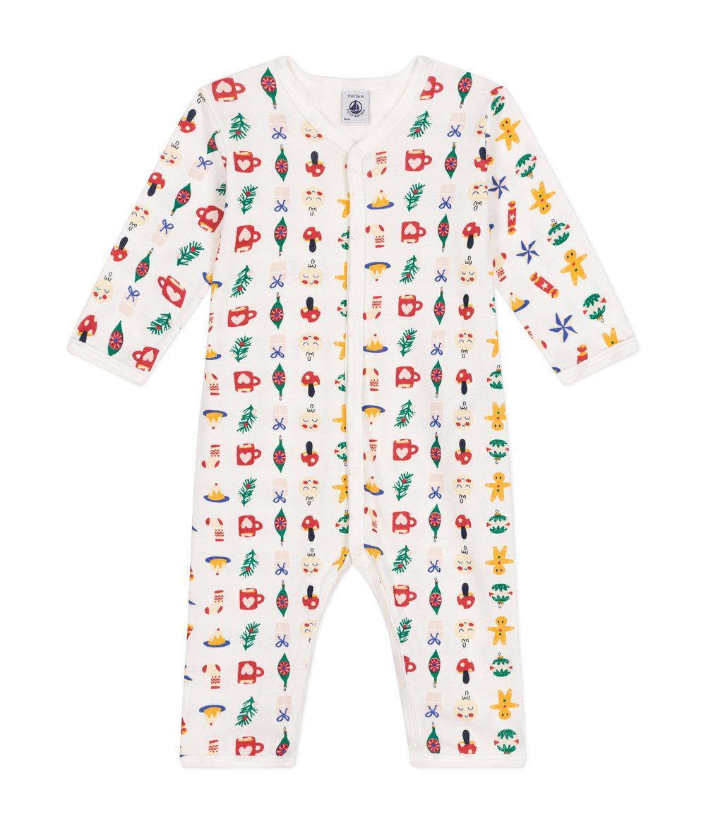 Petit Bateau - Babies' Printed Cotton Footless Pyjama Suit - White/Multicolor