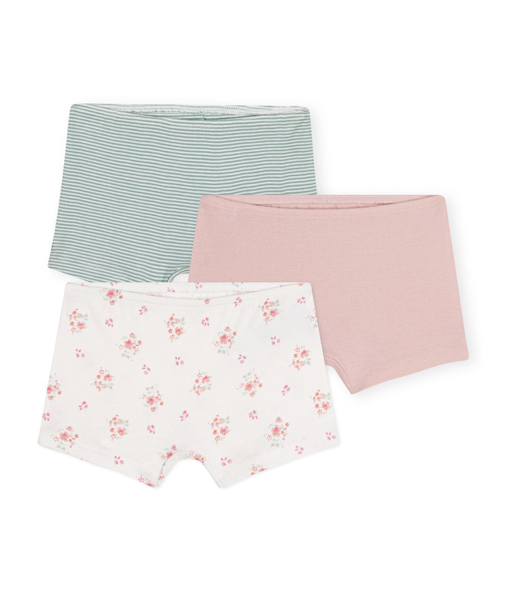 PETIT BATEAU - Children's Floral Cotton Shorties Pack Of 3 - Set 1
