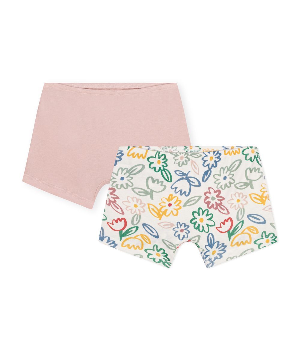 PETIT BATEAU - Children's Cotton Floral Patterned Shorties Pack Of 2 - Set 1