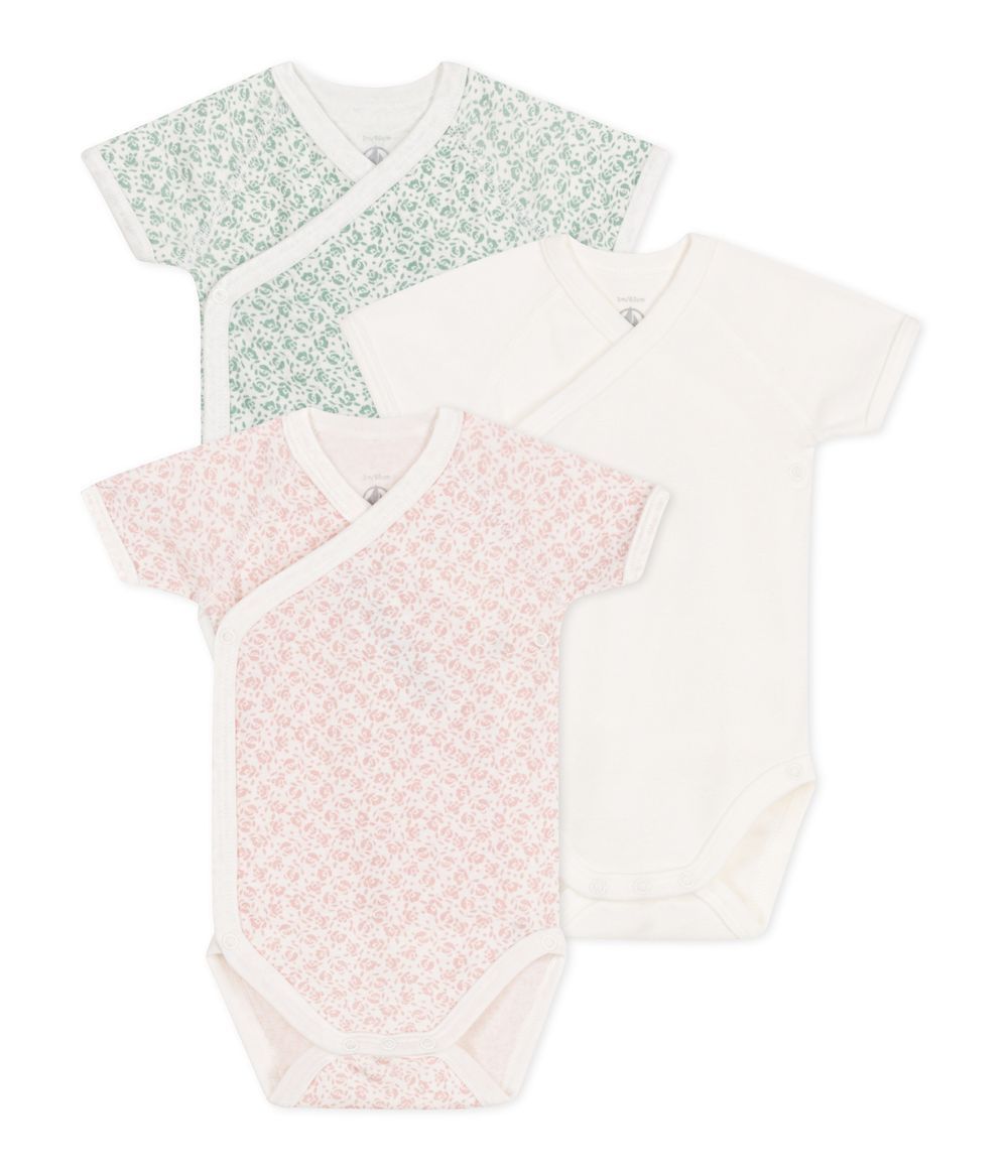 Petit Bateau - 3pc-Set - Baby Girl's Printed Wrapover Bodysuits - Multicolor