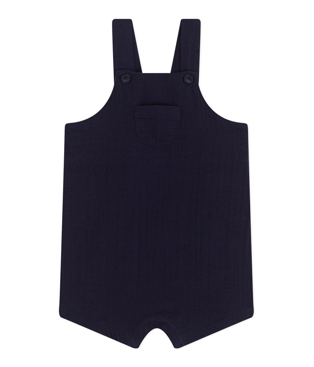 Petit Bateau - Baby's Plain Cotton Gauze Dungarees - Smoking Blue