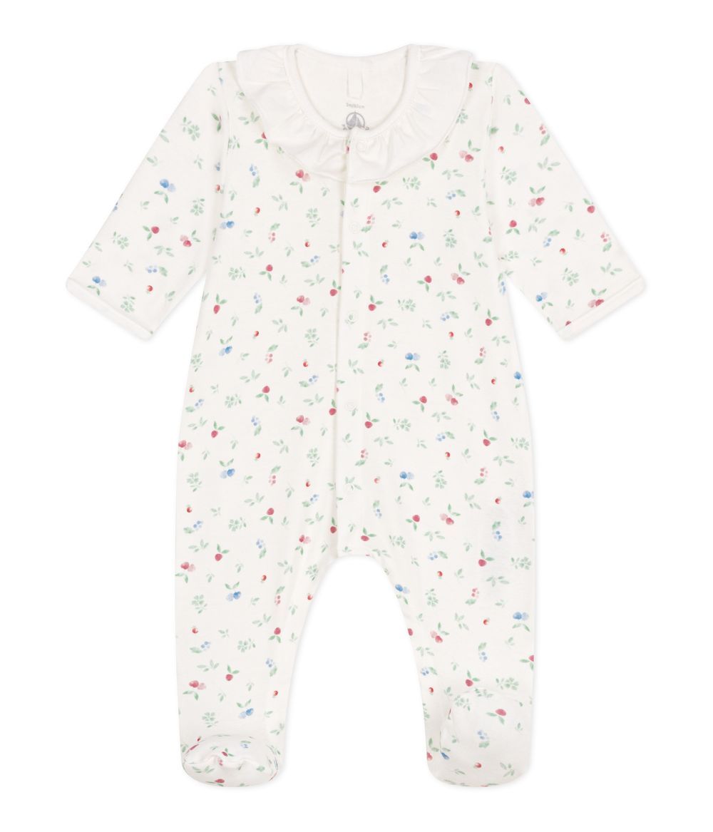 Petit Bateau - Girl's Floral Sleepsuit - Marshmallow White
