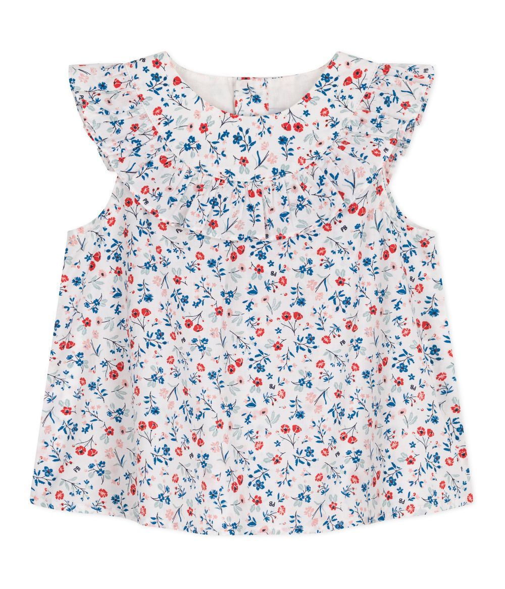 Petit Bateau - Babies' Sleeveless Floral Print Cotton Blouse