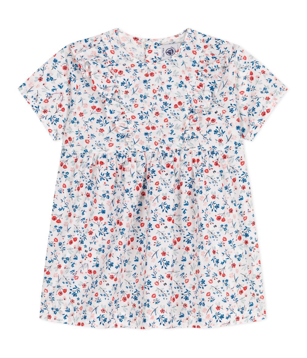 Petit Bateau - Floral Printed Short Sleeves Baby Dress - Multicolor