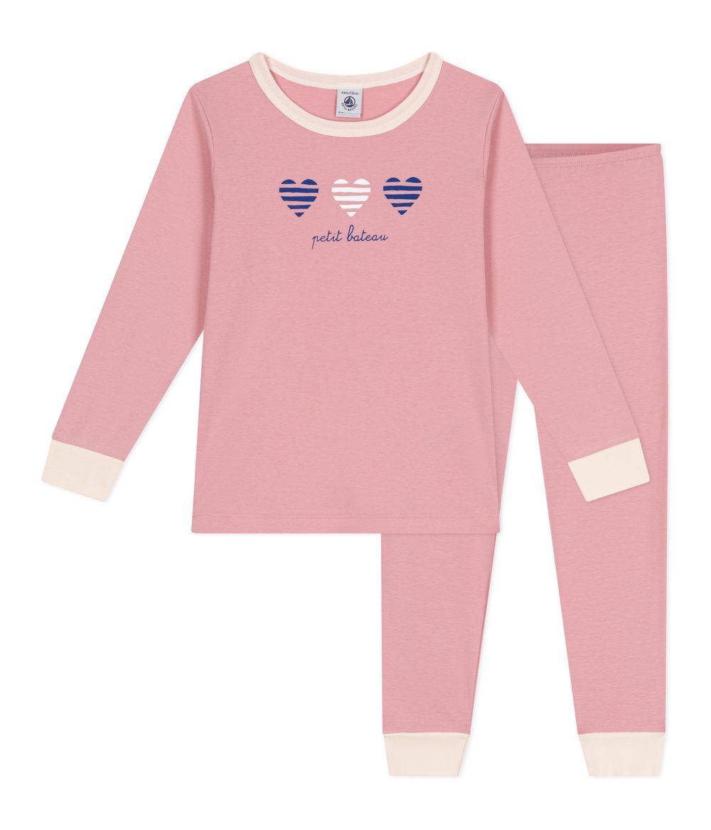Petit Bateau - Children's Cotton Long-Sleeved Solid-Colored Pyjamas - Charme Pink