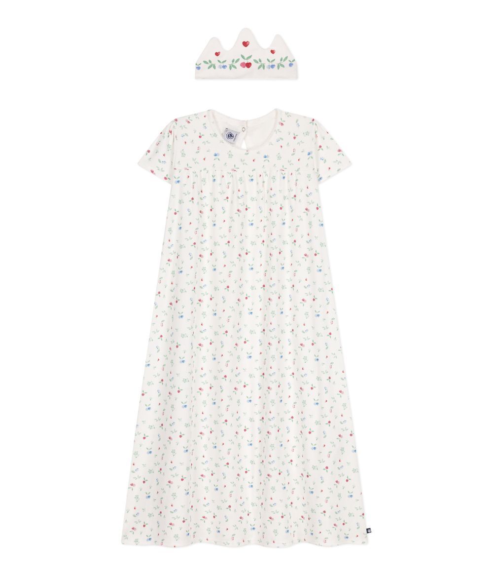 Petit Bateau - 2pc-Set - Girl's Costume Nightgown With Tiara - Marshmallow White