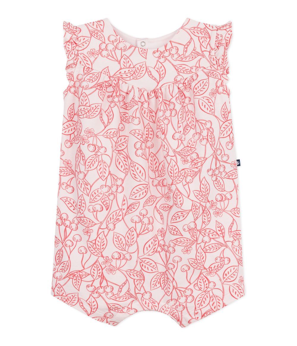 Petit Bateau - Babies Sleeveless Jumpsuit With Pink Cherry Print - Fleur