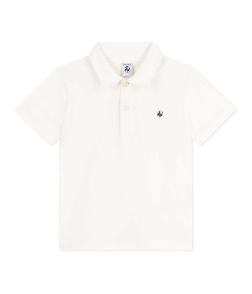 Petit Bateau - Children's Short-Sleeved Cotton Polo Shirt - Marshmallow White
