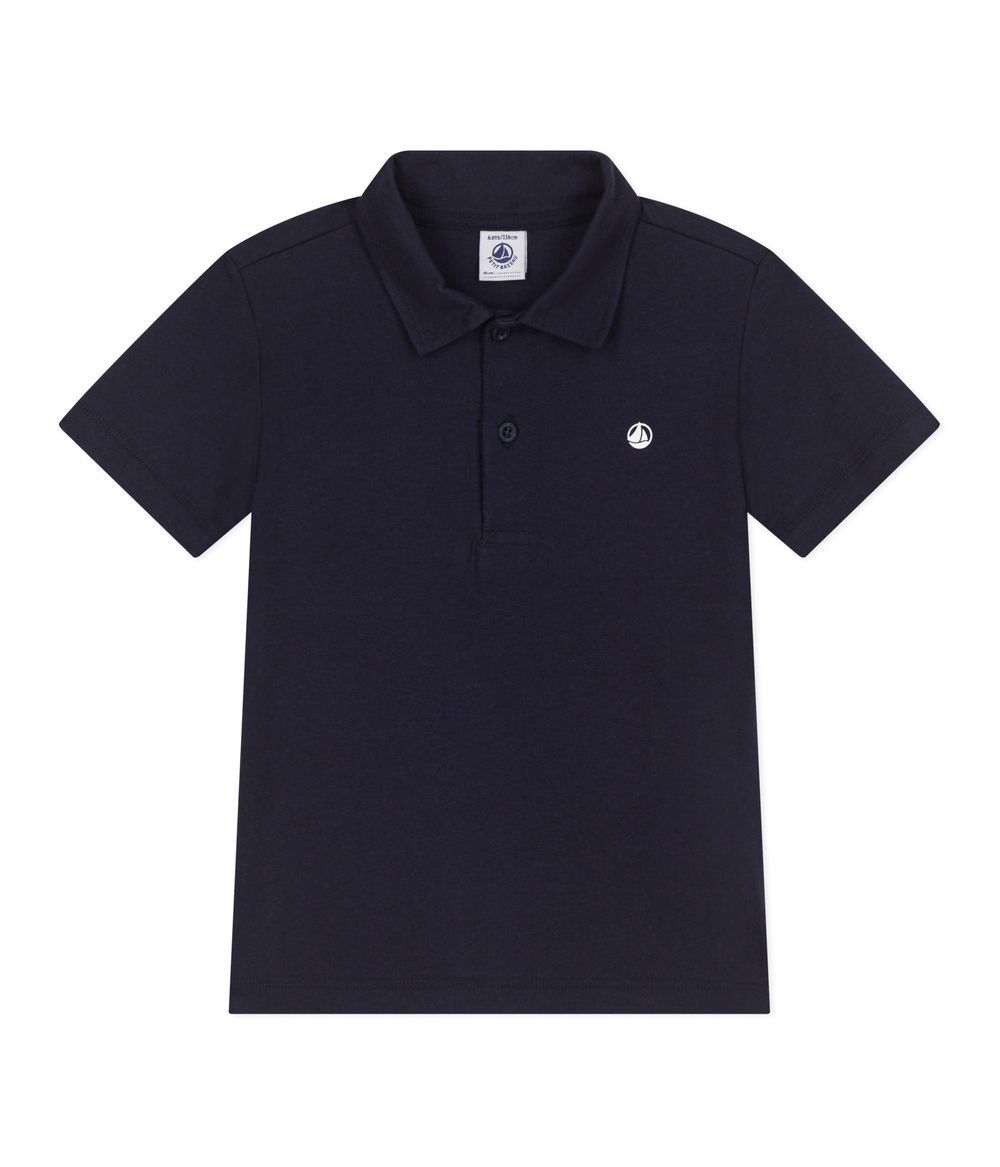 Petit Bateau - Children's Short-Sleeved Cotton Polo Shirt - Smoking Blue