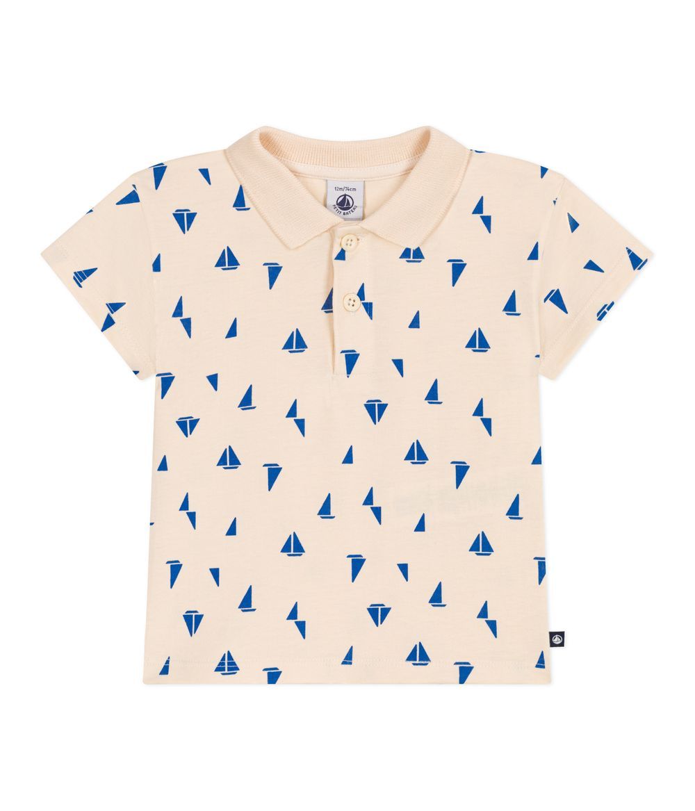Petit Bateau - Short Sleeved Cotton Polo Shirt Printed With Little Boats