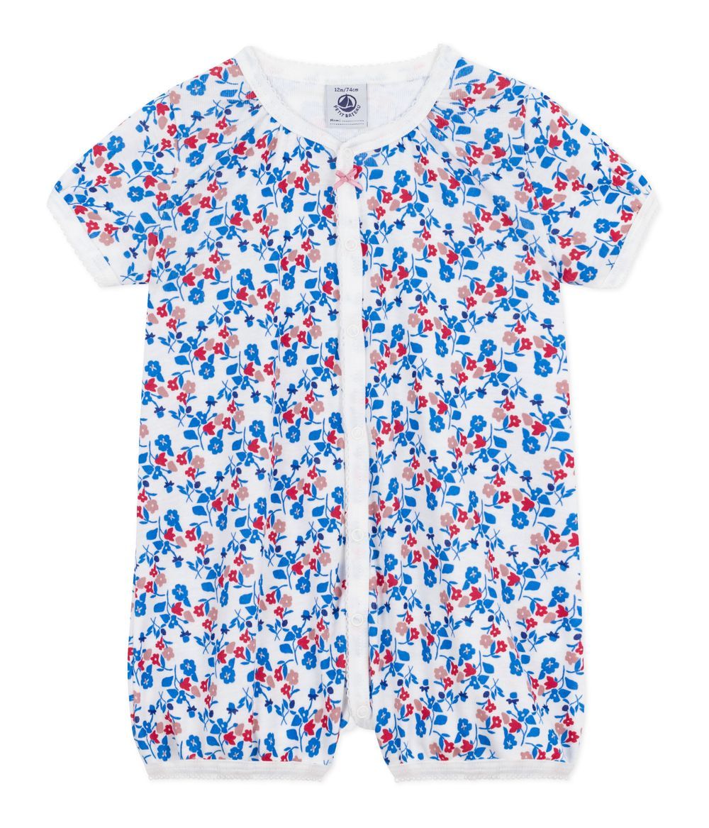 Petit Bateau - Baby Short Romper In Floral Cotton