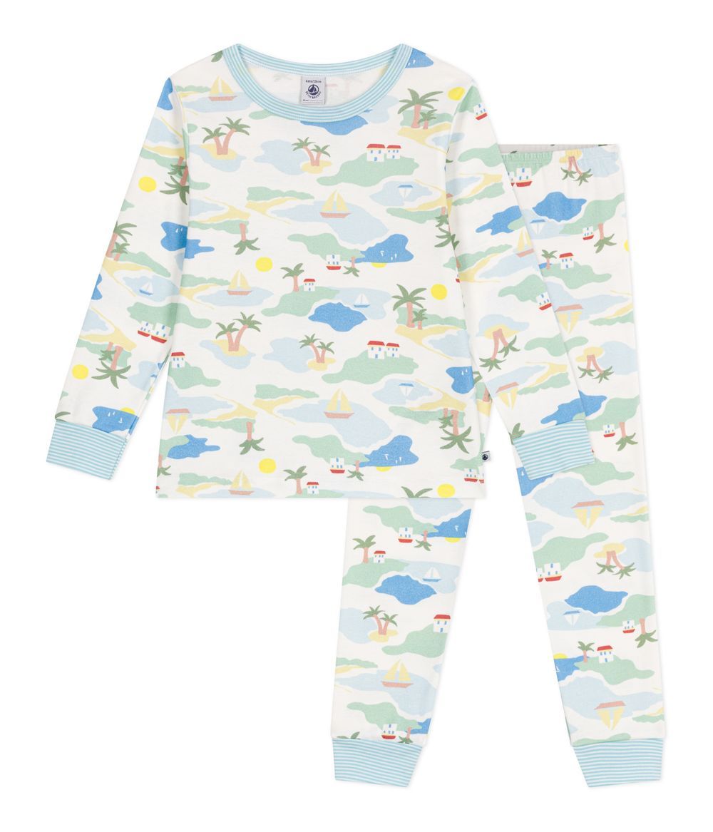 Petit Bateau - 2pc-Set - Boy's Printed Pyjama T-Shirt And Pants - Multicolor