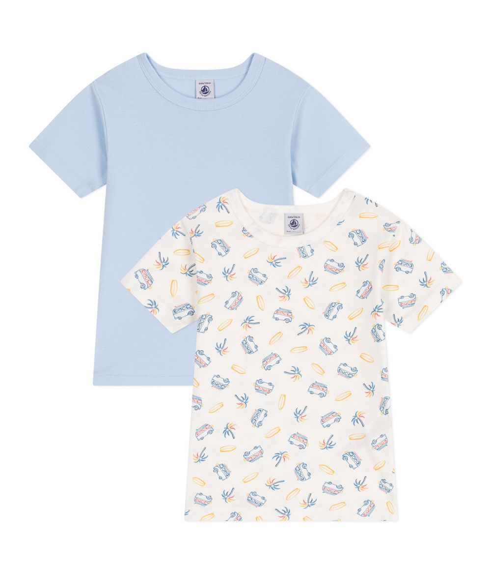 Petit Bateau - Children's Short-Sleeved Cotton T-Shirts 2pc Set - Van Print