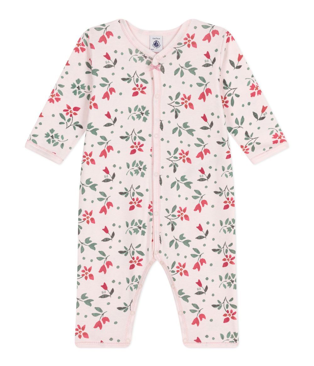 Petit Bateau - Baby Footless Floral Printed Cotton Pyjamas - Fleur/Pink