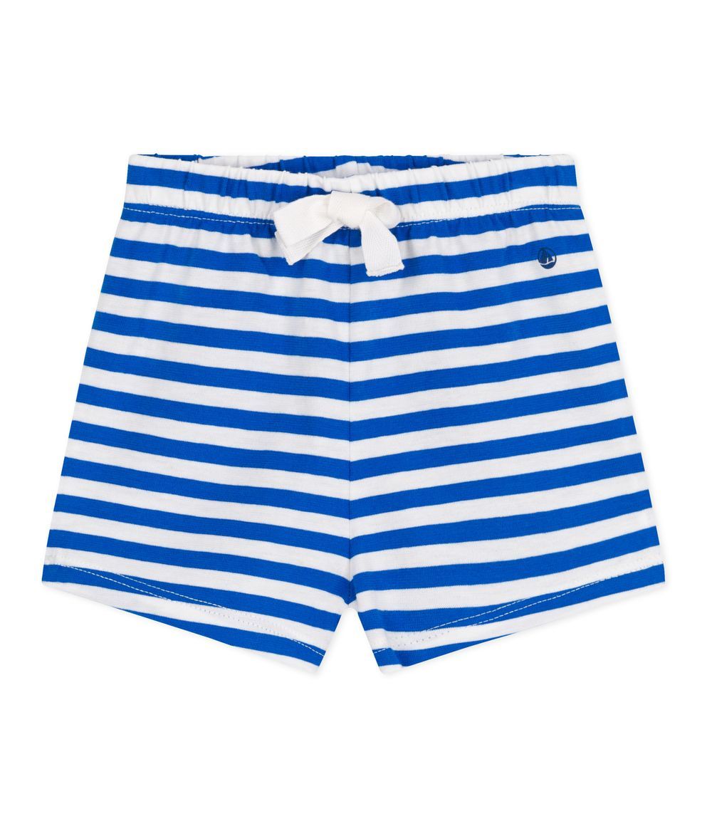 Petit Bateau - Babies Stripy Cotton Shorts - Porcelana/Marshmallow Blue/White