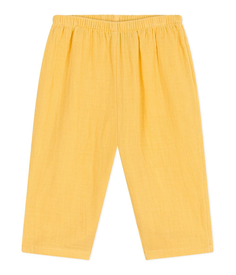 Petit Bateau - Plain Cotton Gauze Baby Trousers - Orge Yellow