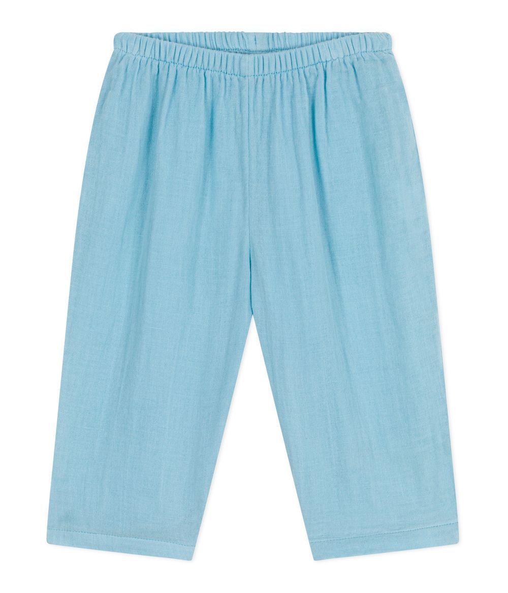 Petit Bateau - Plain Cotton Gauze Baby Trousers - Aquatic Blue