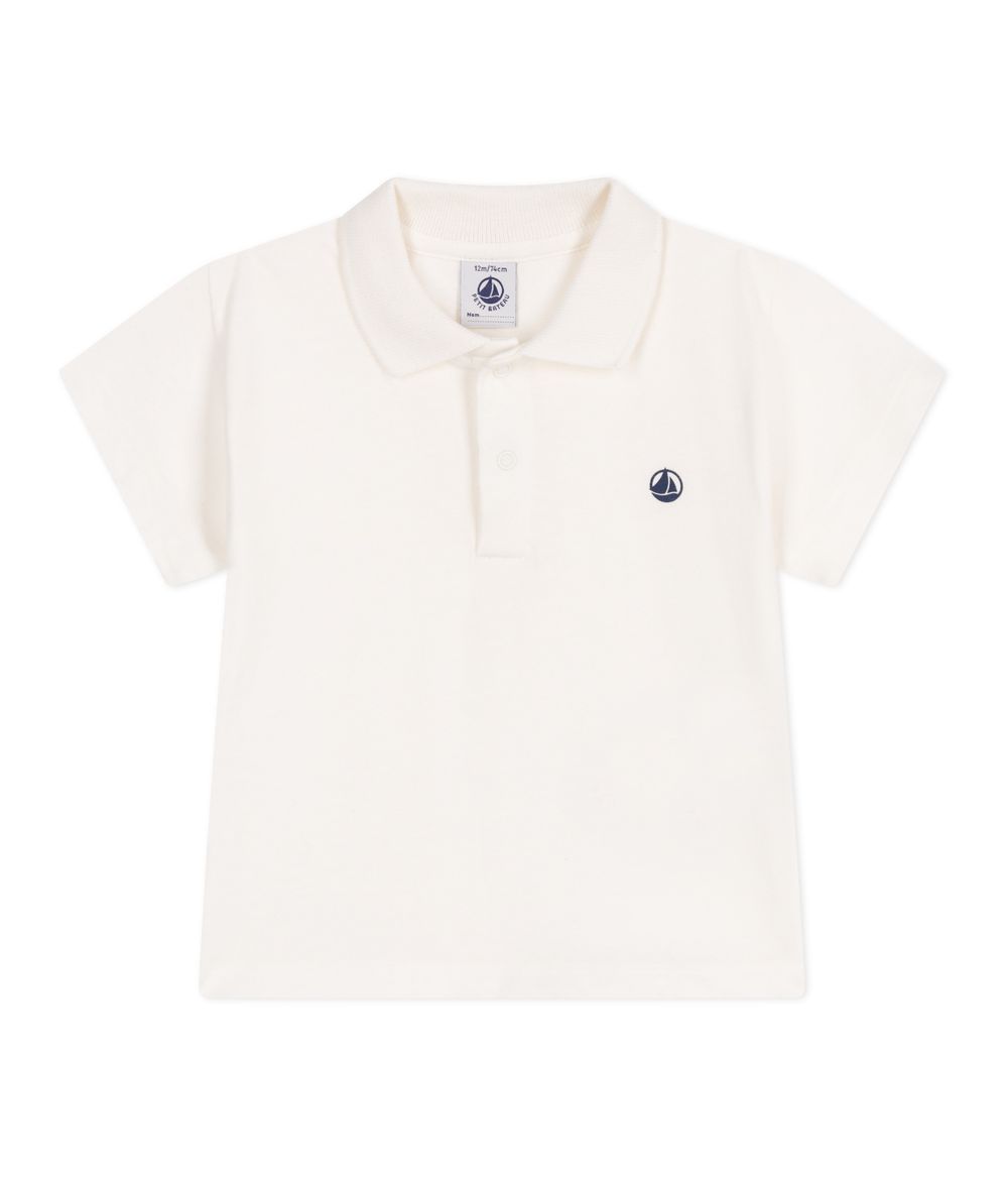Petit Bateau - Boy's Solid Cotton Polo Shirt - Marshmallow White