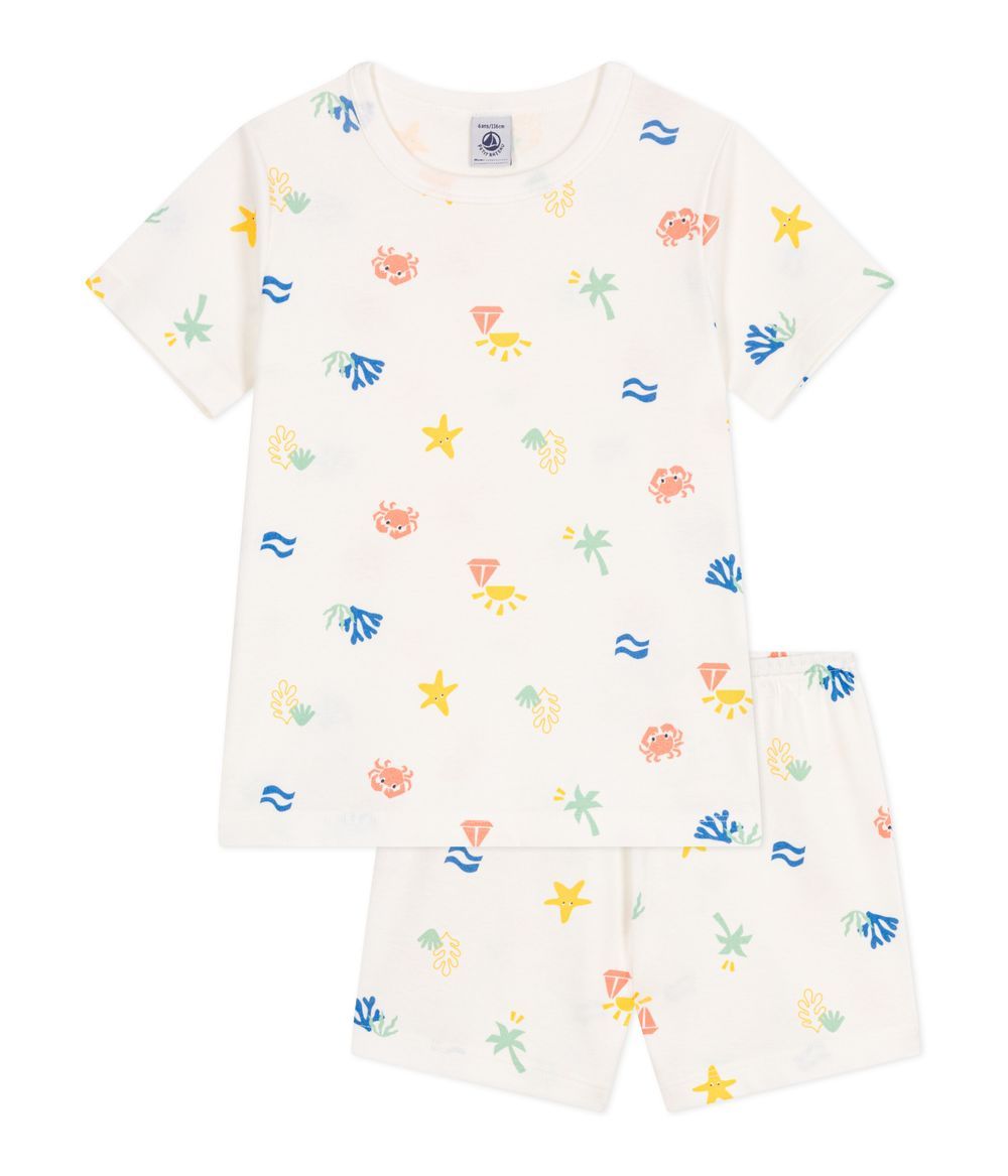 Petit Bateau - 2pc-Set - Kid's Printed Cotton Pyjamas - Marshmallow White/Multicolor