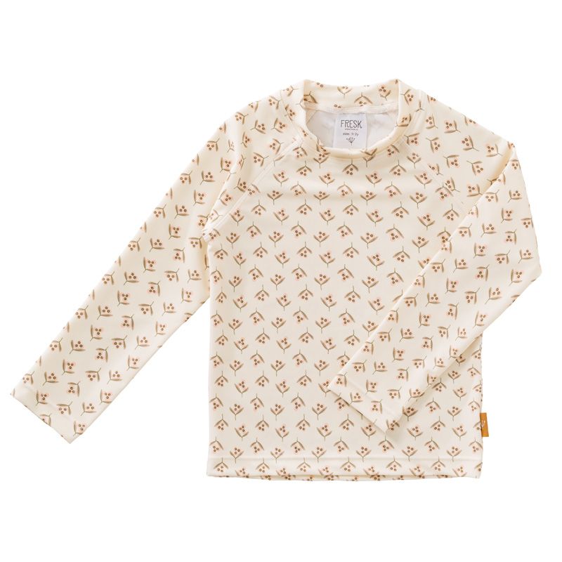 Fresk - Girl's Olives Printed Long Sleeves Swim Top - Beige