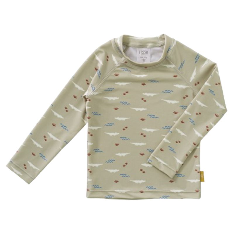 Fresk - Boy's Crocodile Printed UV Swim Top - Light Sage