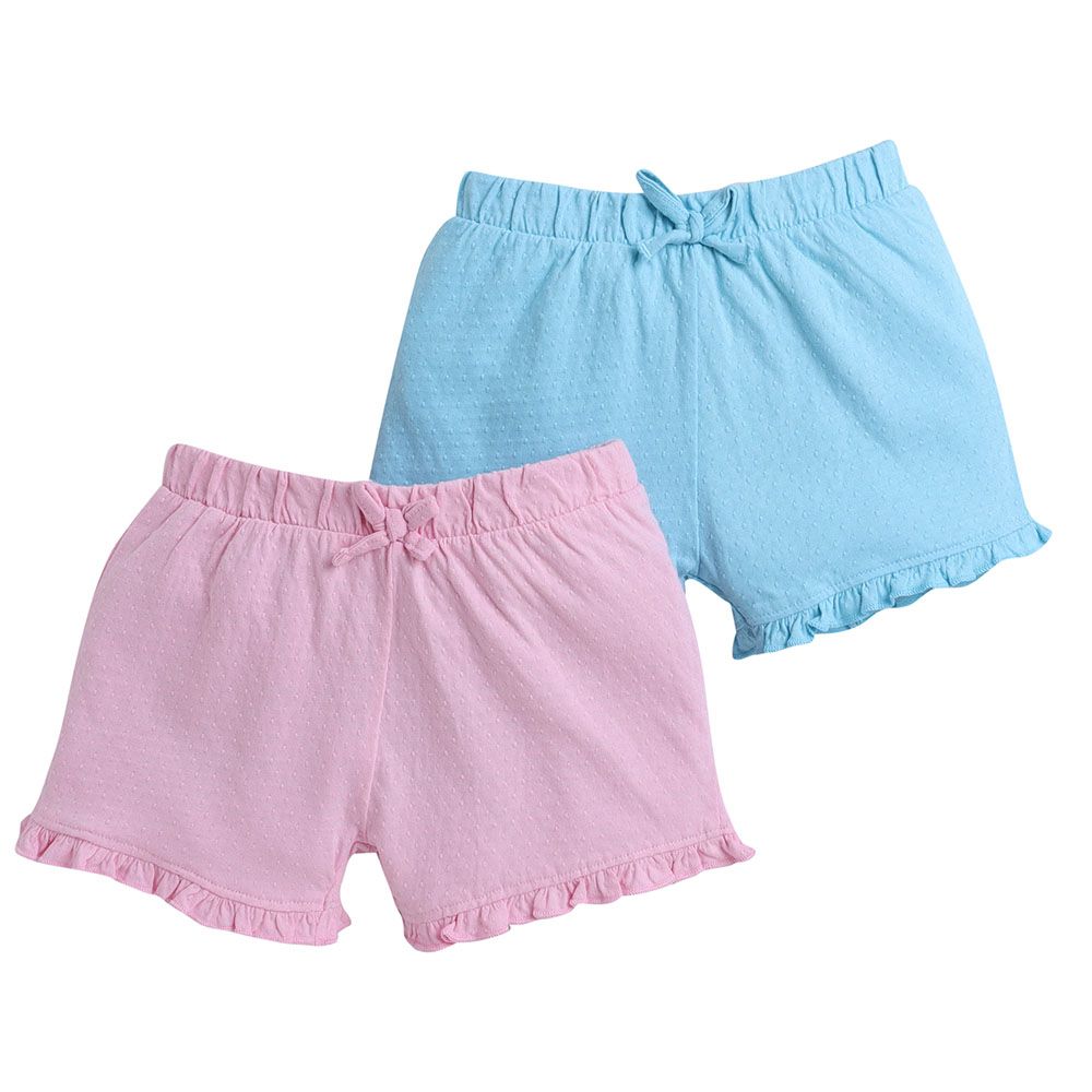 Victor And Jane - 2pc-Set - Girl's Jacquard Shorts - Pink/Blue