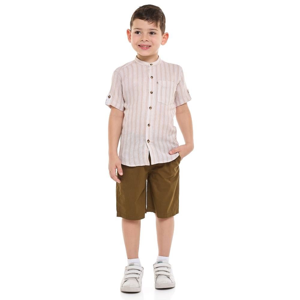 Victor And Jane - Boy's T-Shirt And Shorts - 2pc-Set - Dark Brown