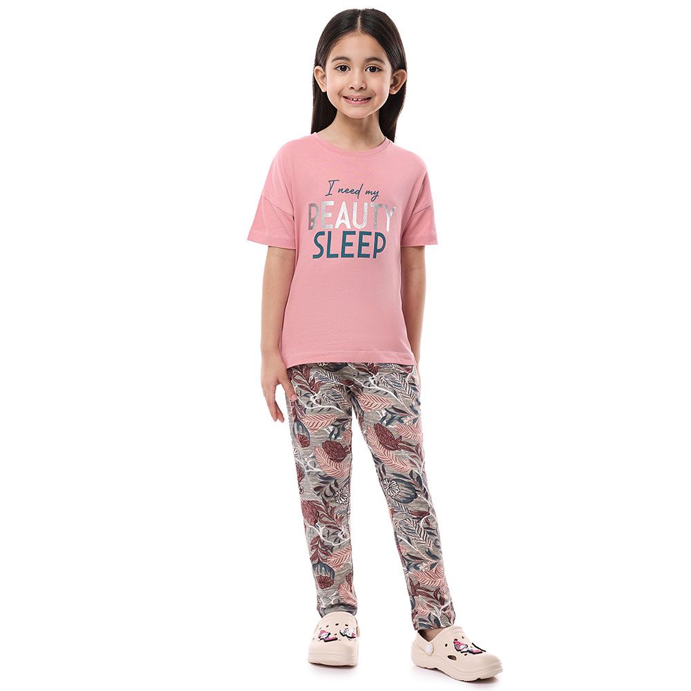 Victor And Jane - 2pc-Set - Girl's Pyjama Top And Pants - Pink
