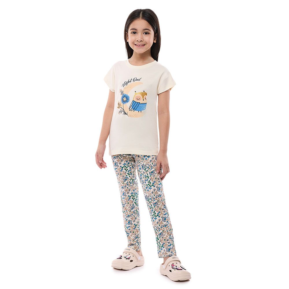 Victor And Jane - 2pc-Set - Girl's Pyjama Top And Pants - White