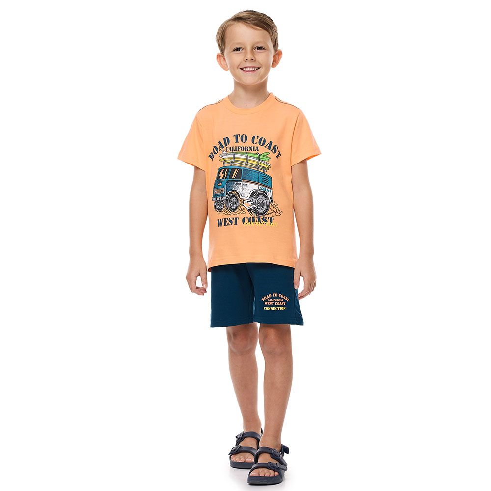 Victor And Jane - 2pc-Set - Boy's T-Shirt And Pull-On Shorts - Road To Coast